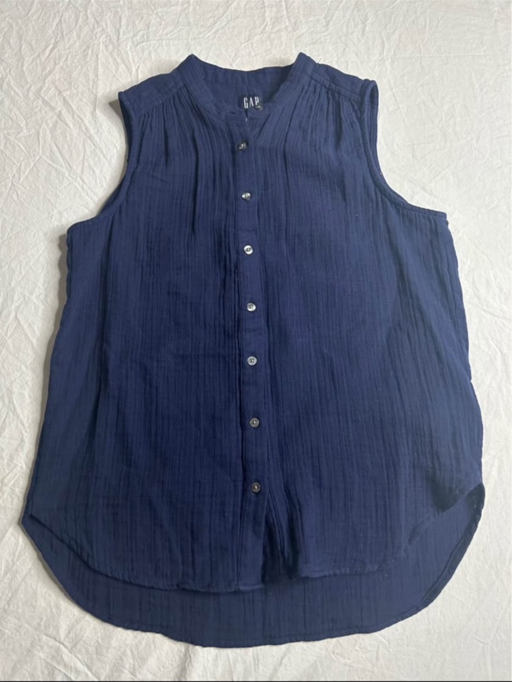 GAP Navy Sleeveless Button-Up Casual Shirt
